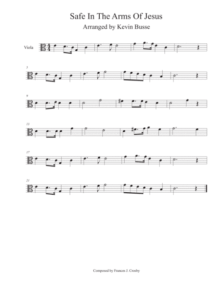 Safe In The Arms Of Jesus (Easy key of C) - Viola (arr. Kevin Busse)