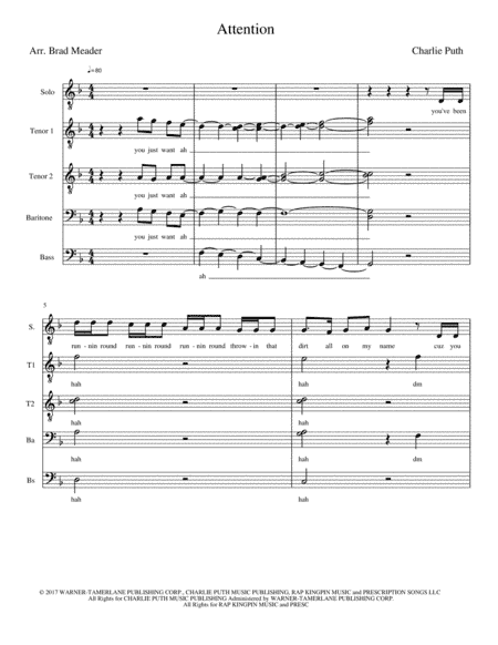 Attention (arr. Brad Meader)