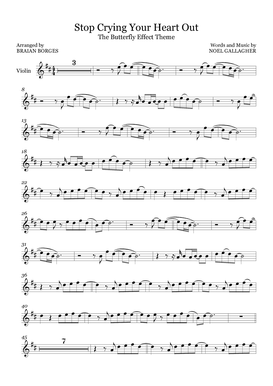 Stop Crying Your Heart Out (arr. Braian Borges)
