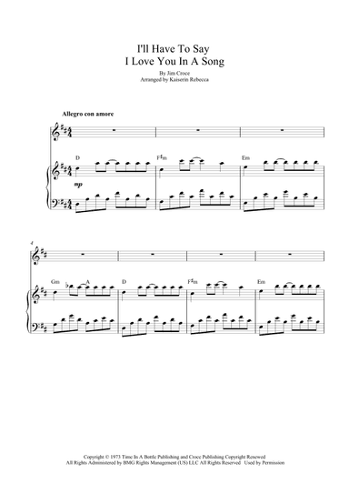 I'll Have To Say I Love You In A Song (arr. Kaiserin Rebecca)