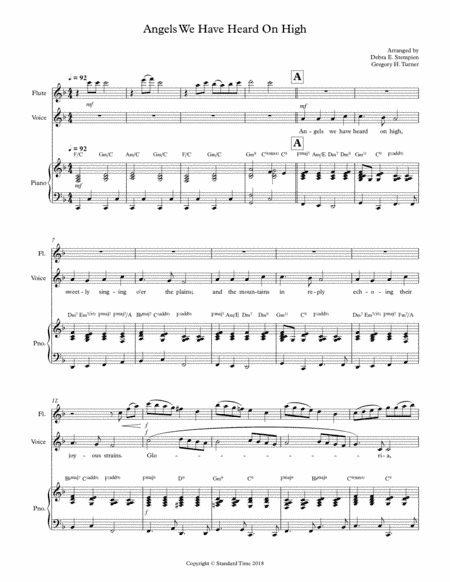 Angels We Have Heard On High for Vocal Solo with Flute and Piano Accompaniment (arr. Debra E. Stempien, Gregory H. Turner)