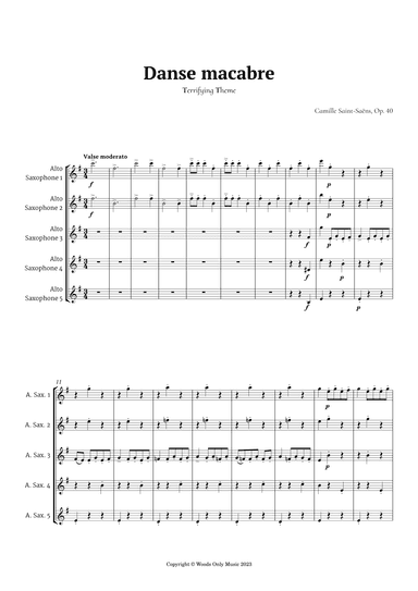 Danse Macabre by Camille Saint-Saens for Alto Sax Quintet (arr. Ander)