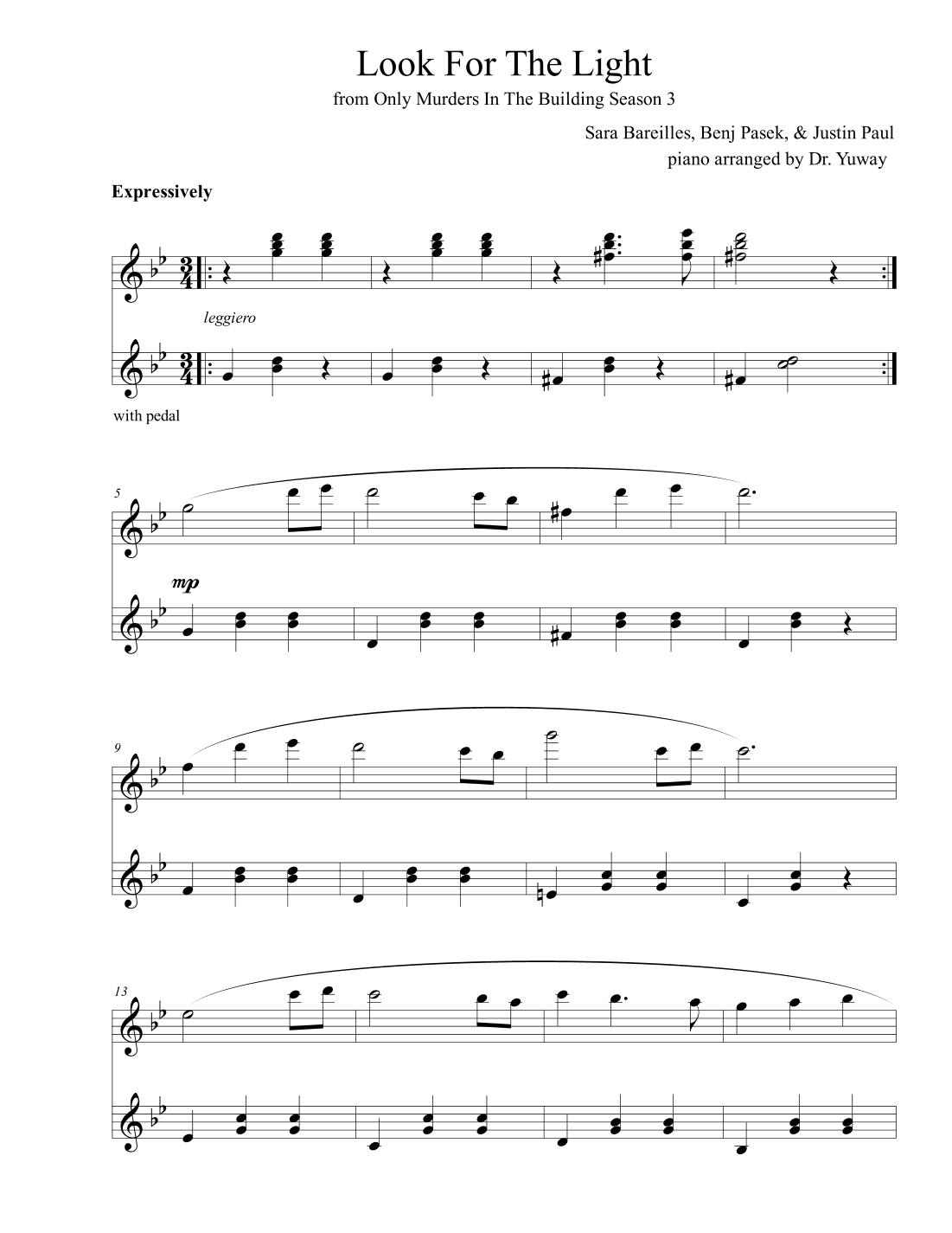 Look For The Light (arr. Dr. Yuway Chan-Basel)