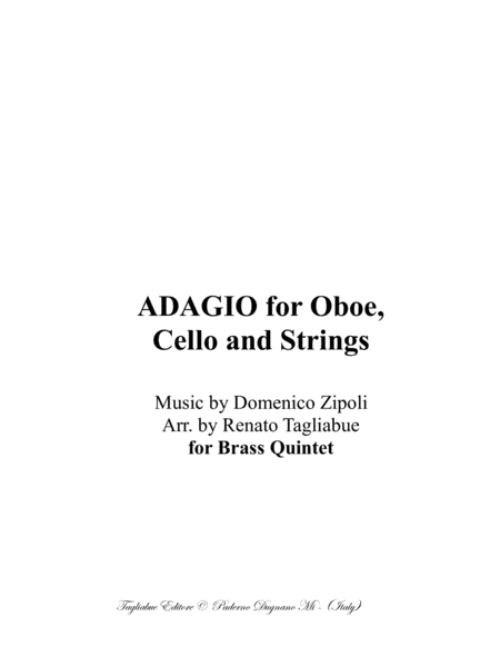 ADAGIO for Oboe, Cello and Strings - Arr. for Brass quintet (arr. Renato Tagliabue)