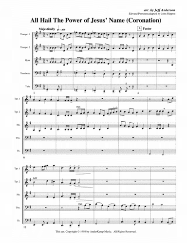 All Hail the Power of Jesus' Name (Coronation) for Brass Quintet (arr. Jeff D. Anderson)