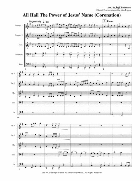 All Hail the Power of Jesus' Name (Coronation) for Brass Quintet (arr. Jeff D. Anderson)