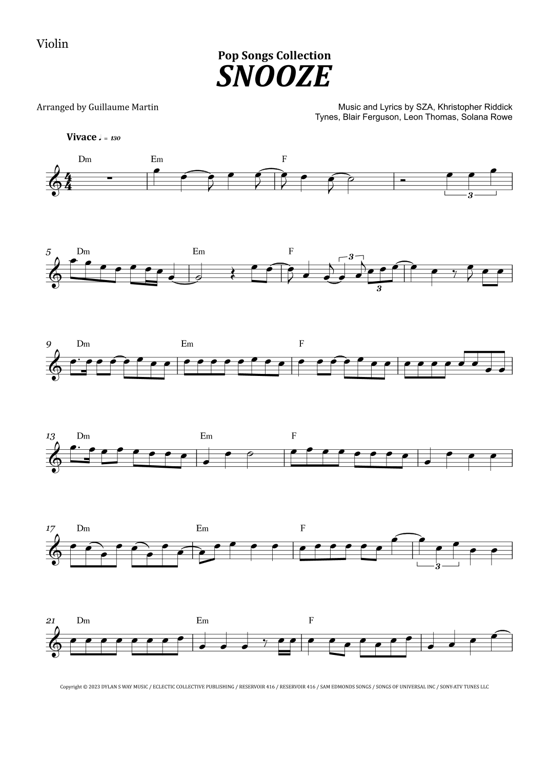 Snooze (arr. Guillaume Martin)