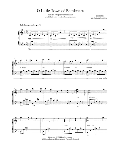 O Little Town of Bethlehem - Christmas/Holiday Arrangement (arr. Kendra Logozar)