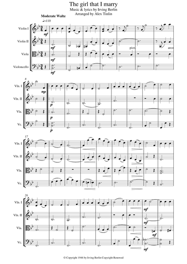 The Girl That I Marry (arr. Alex Tinlin)