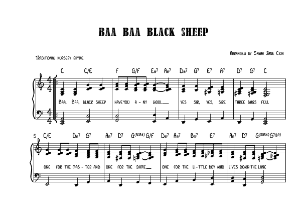Baa Baa Black Sheep (arr. Safflower Music LLC)