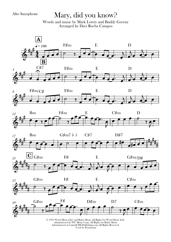 Mary, Did You Know? (arr. Davi Rocha Campos)