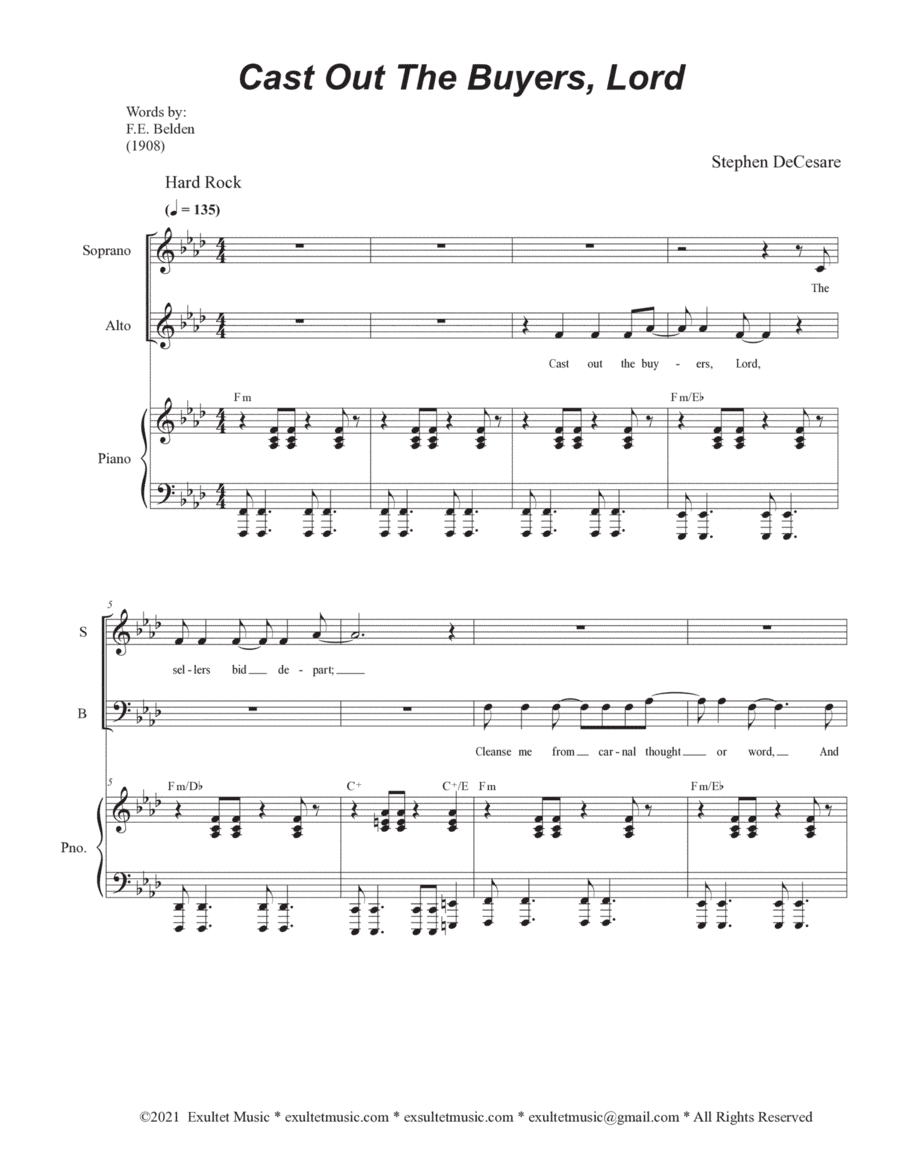 Cast Out The Buyers, Lord (Vocal Trio - (SAB)