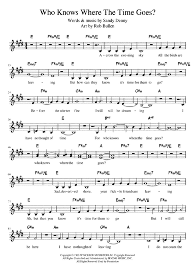 Who Knows Where The Time Goes (arr. Rob Bullen)