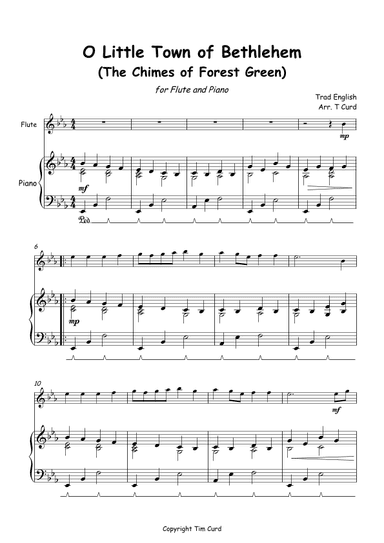 O Little Town of Bethlehem for Solo Flute and Piano (arr. Tim Curd)