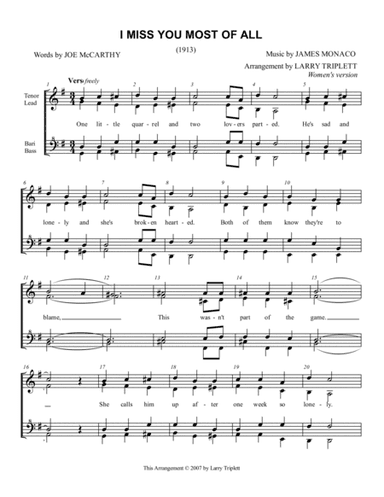 I Miss You Most of All (arr. Larry Triplett)
