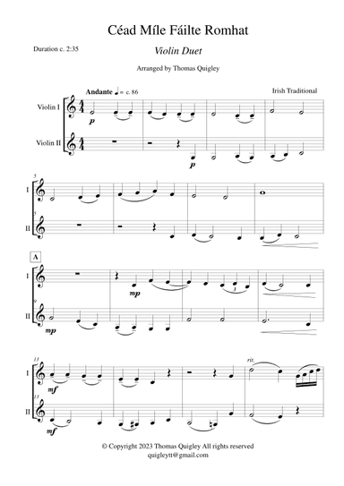 Céad Míle Fáilte Romhat (arr. Thomas Quigley)
