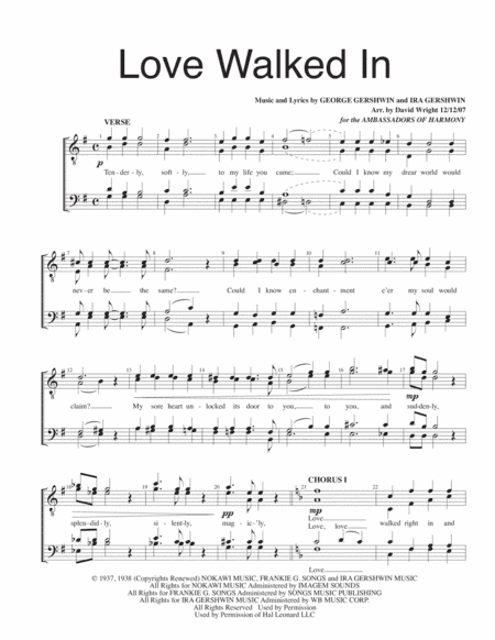 Love Walked In from GOLDWYN FOLLIES (arr. David Wright)