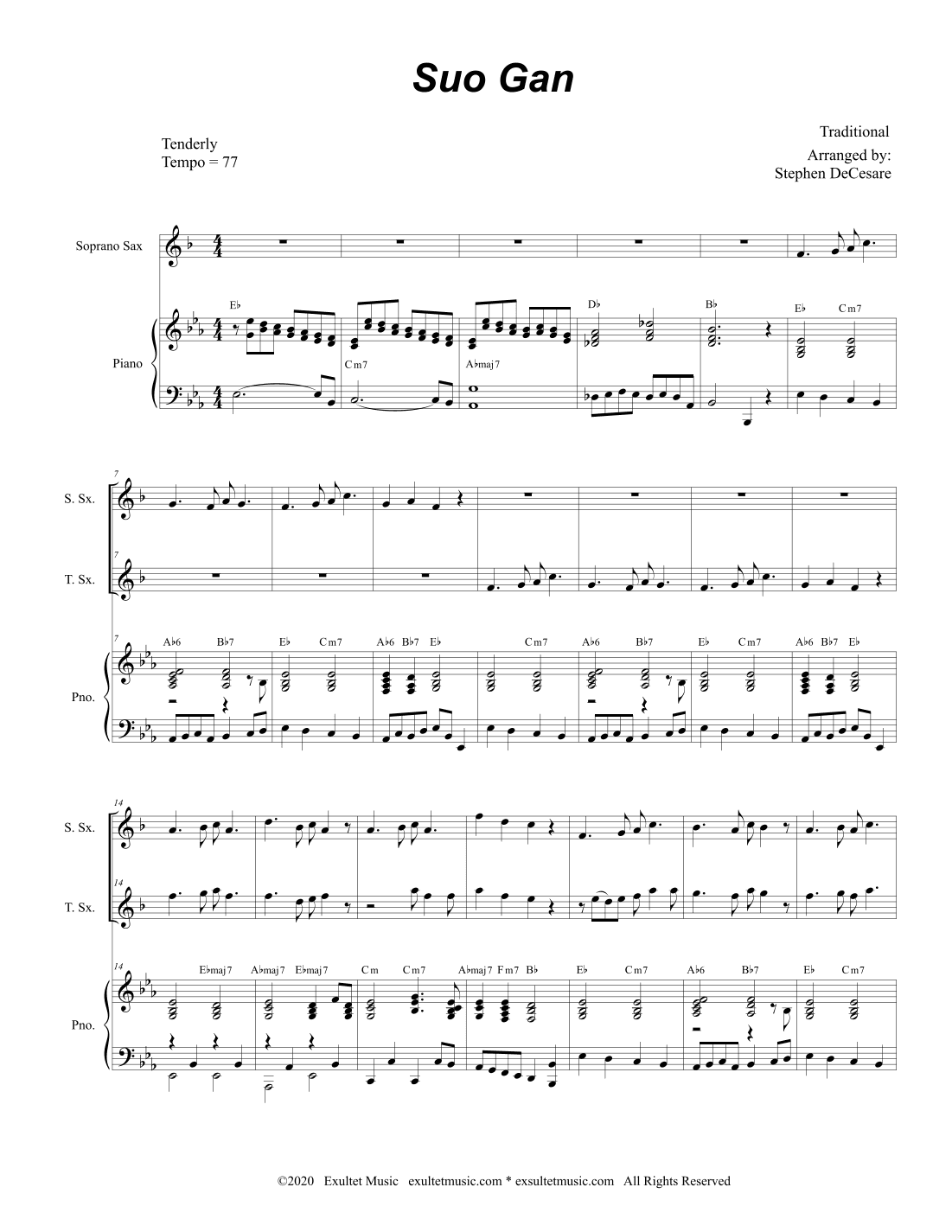 Suo Gan (Duet for Soprano and Tenor Saxophone) (arr. Stephen DeCesare)