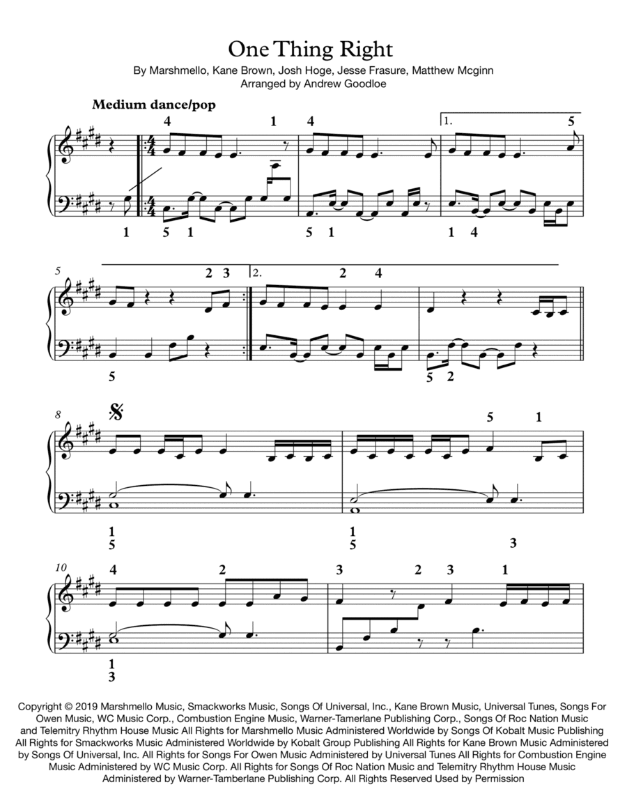 One Thing Right (arr. Andrew Goodloe)