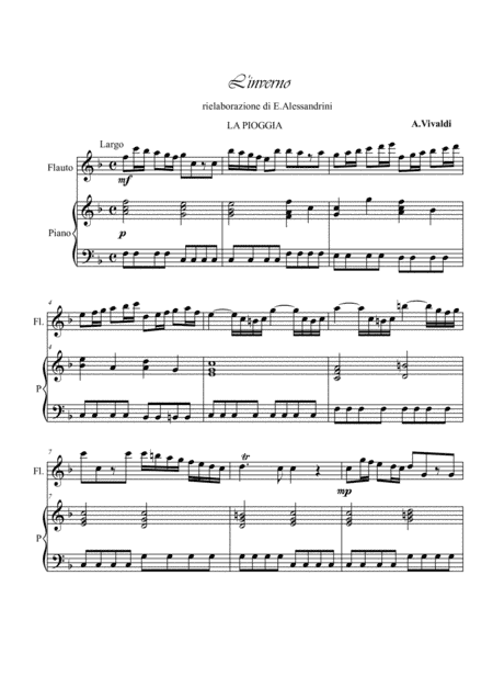 Vivaldi from The Four Seasons: Winter-The Rain arranged for flute and piano duo (arr. Ester Alessandrini)