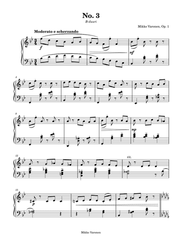 Three Short Waltzes Op. 1, No. 3 "Moderato e scherzando"