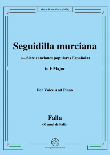 Falla-Seguidilla murciana,in F Major,for Voice and Piano (arr. MSM)