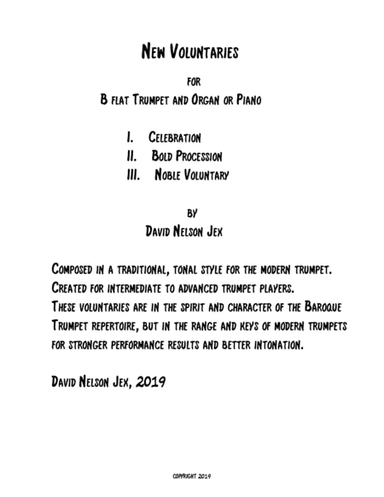 New Voluntaries for Bb Trumpet and Organ or Piano