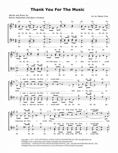 Thank You For The Music (arr. Takako Fuke)