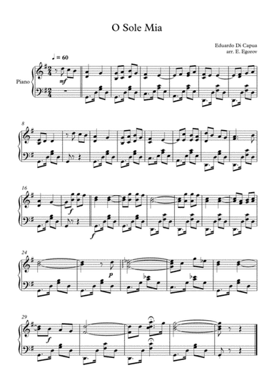 O Sole Mio, Eduardo Di Capua, For Easy Piano