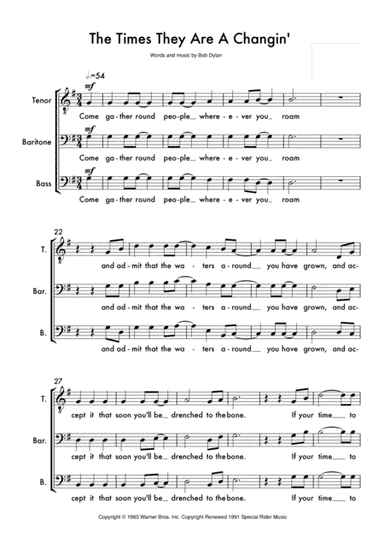 The Times They Are A-changin' (arr. The Sunday Boys)