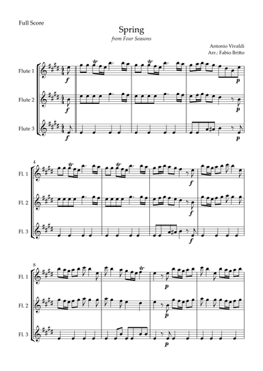 Spring (from Four Seasons of Antonio Vivaldi) for Flute Trio (arr. Fabio Britto)