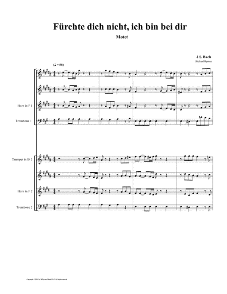 Fürchte dich nicht (motette) by J.S. Bach (Double Brass Choir) (arr. Richard Byrnes)
