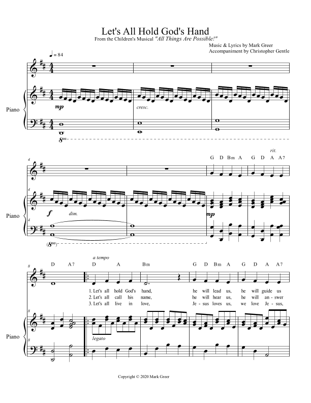 Let's All Hold God's Hand - From the Christian Children's Musical, "All Things Are Possible!"