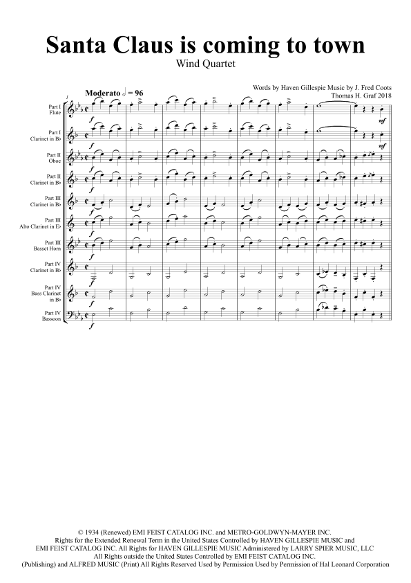 Santa Claus Is Comin' To Town (arr. Thomas Graf)
