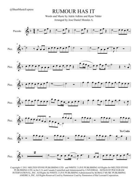 Rumour Has It (arr. Jose Daniel Morales A.)