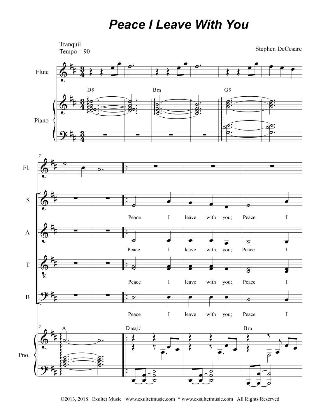 Peace I Leave With You (Tenor Solo with SATB)