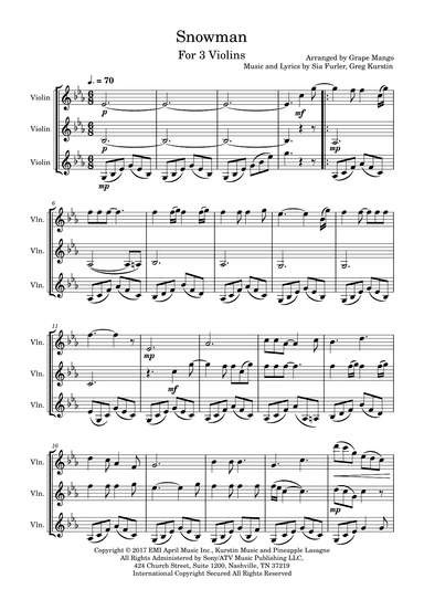 Snowman (arr. Grape Mango)