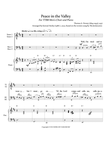 There'll Be Peace In The Valley For Me (tra.arr.) (arr. Konrad Harley)