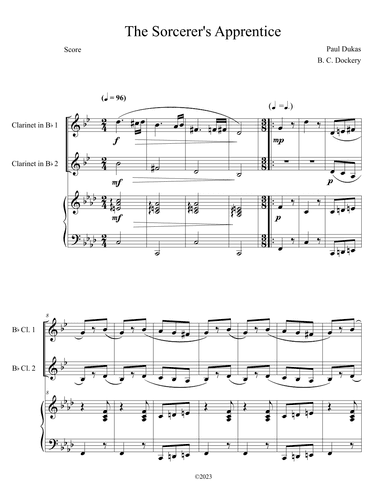 The Sorcerer's Apprentice (Clarinet Duet with Piano Accompaniment) (arr. B. C. Dockery)