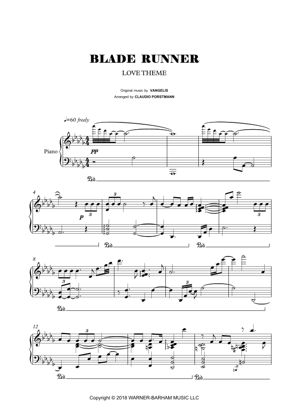Love Theme (blade Runner) (arr. Claudio Porstmann)