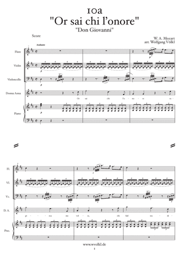 "Or sai chi l’onore" - "Don Giovanni" (Mozart) - arr. for Flute, Violin, Cello, Piano and vocals ( (arr. Wolfgang Völkl)