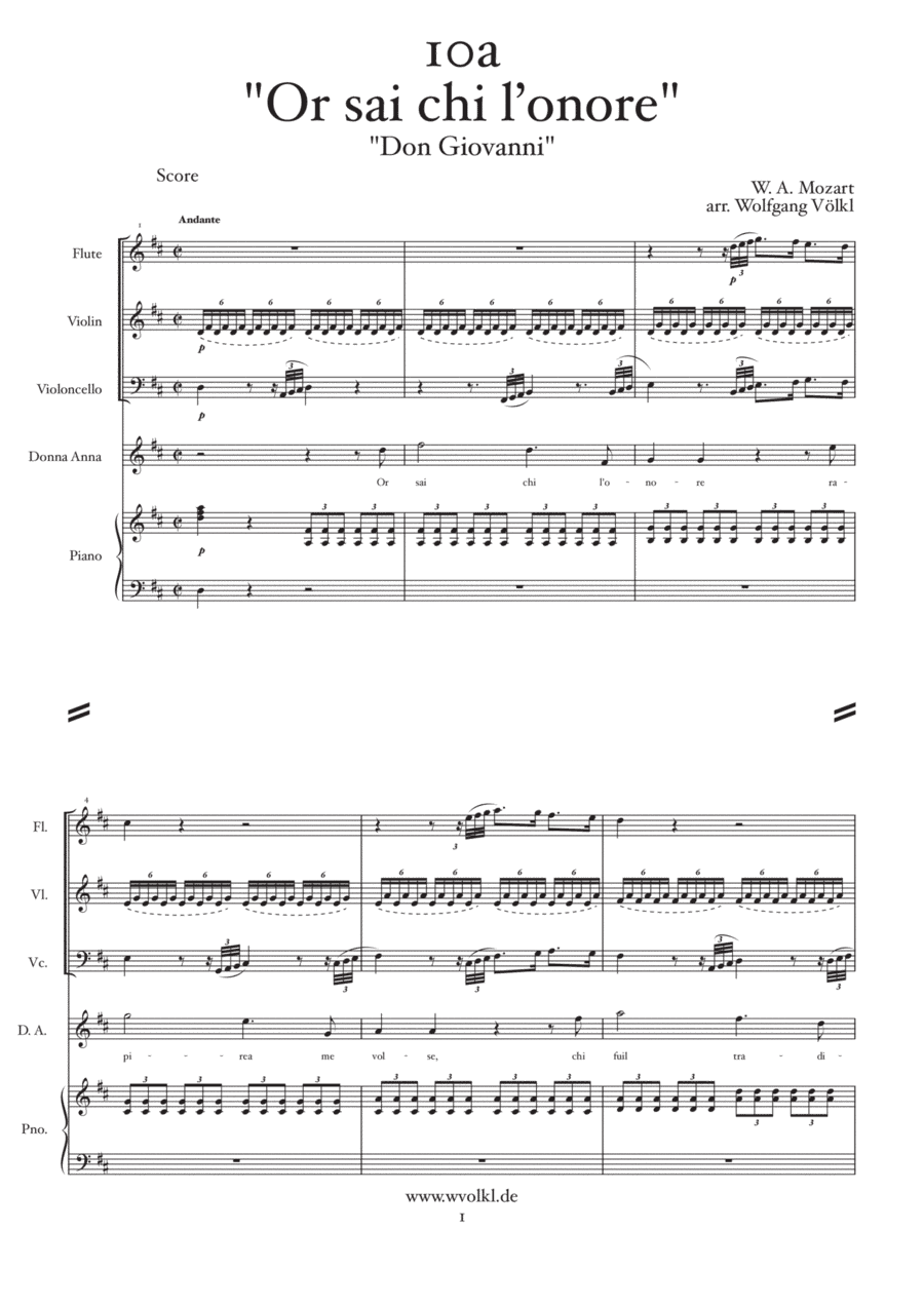 "Or sai chi l’onore" - "Don Giovanni" (Mozart) - arr. for Flute, Violin, Cello, Piano and vocals ( (arr. Wolfgang Völkl)
