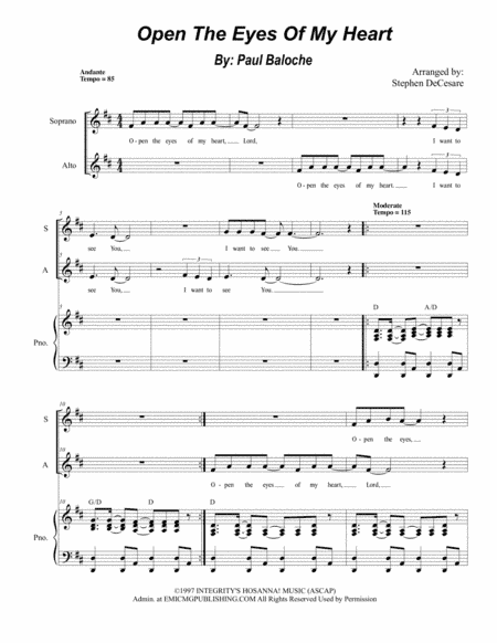 Open The Eyes Of My Heart (arr. Stephen DeCesare)