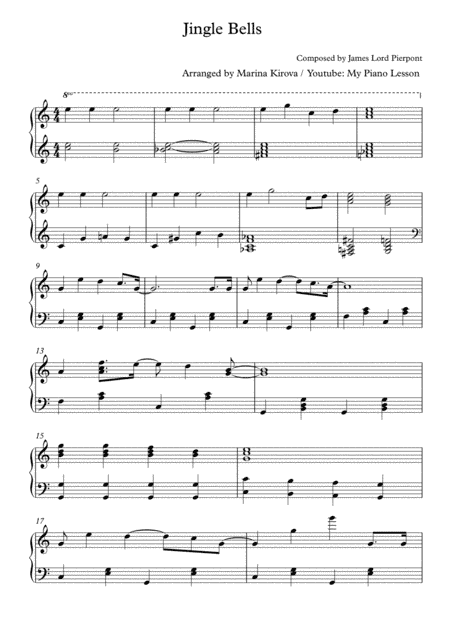 Jingle Bells Sad Christmas Version -  Jingle Bells Piano Solo  (Advanced) (arr. Marina Kirova)