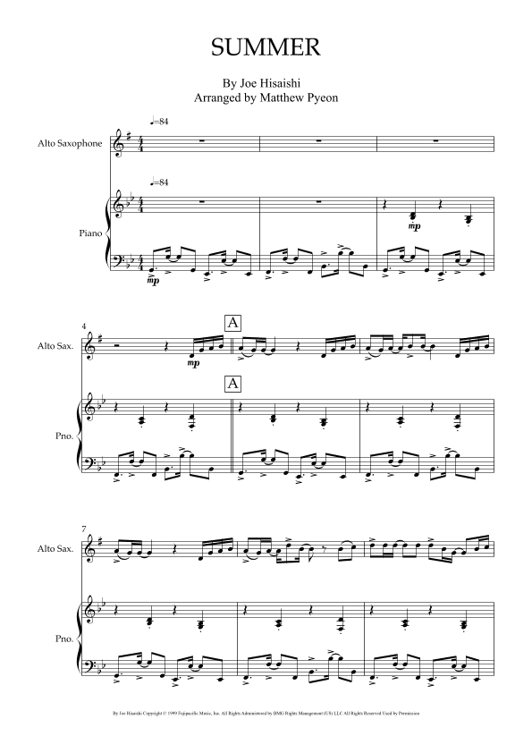 Summer (arr. Matthew pyeon)