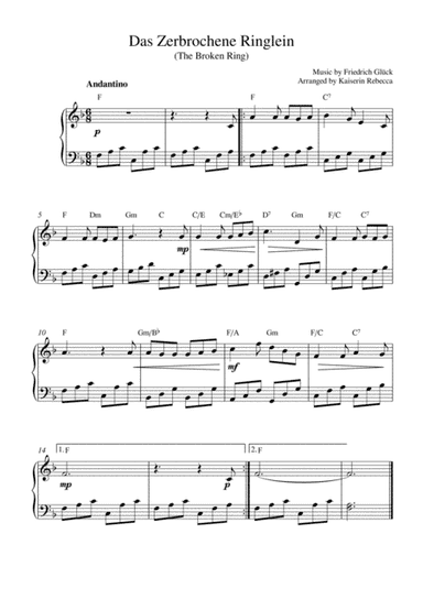 Das Zerbrochene Ringlein (The Broken Ring) (piano solo with chords) (arr. Kaiserin Rebecca)