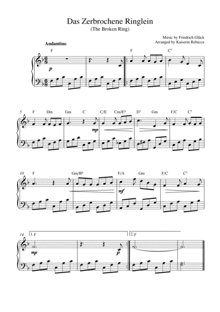 Das Zerbrochene Ringlein (The Broken Ring) (piano solo with chords) (arr. Kaiserin Rebecca)