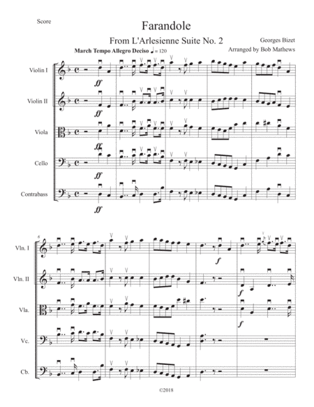 Farandole From L'Arlesienne Suite No. 2 by Bizet for String Orchestra (arr. Bob Mathews)