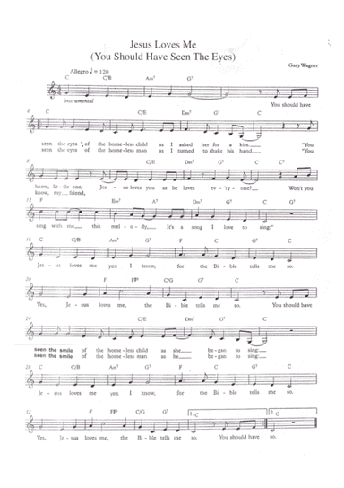 Jesus Loves Me ( You Should Have Seen The Eyes ) (arr. Gary L Wagner)