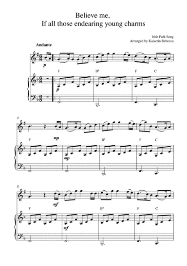 Believe me,  If all those endearing young charms (for tenor saxophone solo and piano accompaniment) (arr. Kaiserin Rebecca)